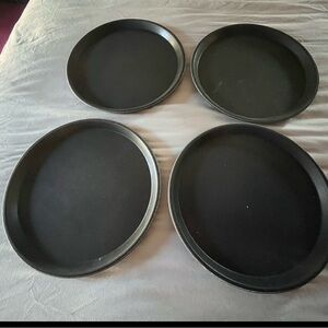 Black Round Serving Trays - Set of 4